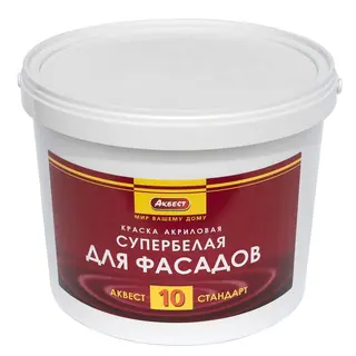 Аквест (Akvest) А-10 СТАНДАРТ Краска акриловая супербелая для фасадов (14 кг)
