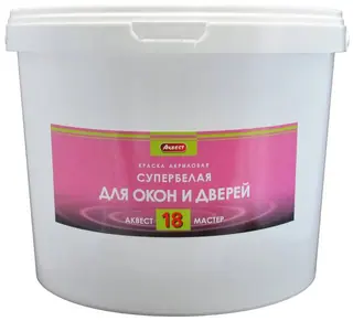 Аквест (Akvest) А-18 МАСТЕР Краска акриловая супербелая для окон и дверей (2,5 кг)
