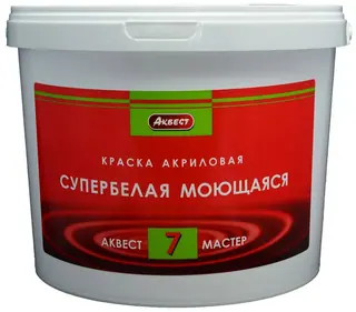 Аквест (Akvest) А-7 МАСТЕР Краска моющаяся акриловая супербелая универсальная (база С, 14 кг)