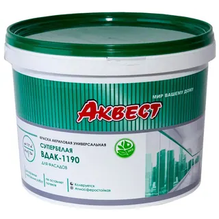Аквест (Akvest) ВДАК-1190 Краска акриловая супербелая для фасадов (База С под колеровку, 6,5 кг)