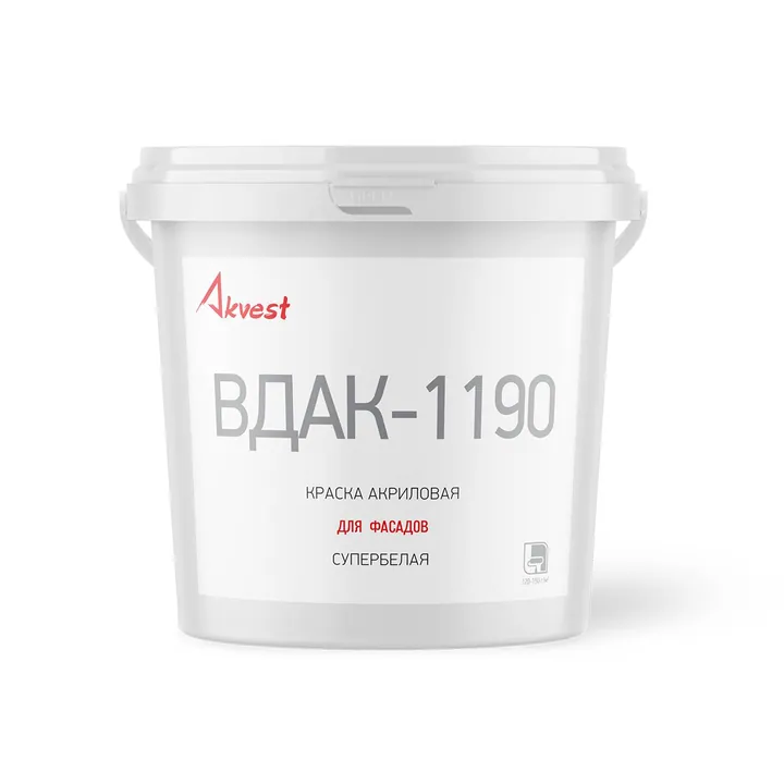 Аквест-ВДАК-1190 эконом Краска акриловая супербелая для фасадов (25 кг)