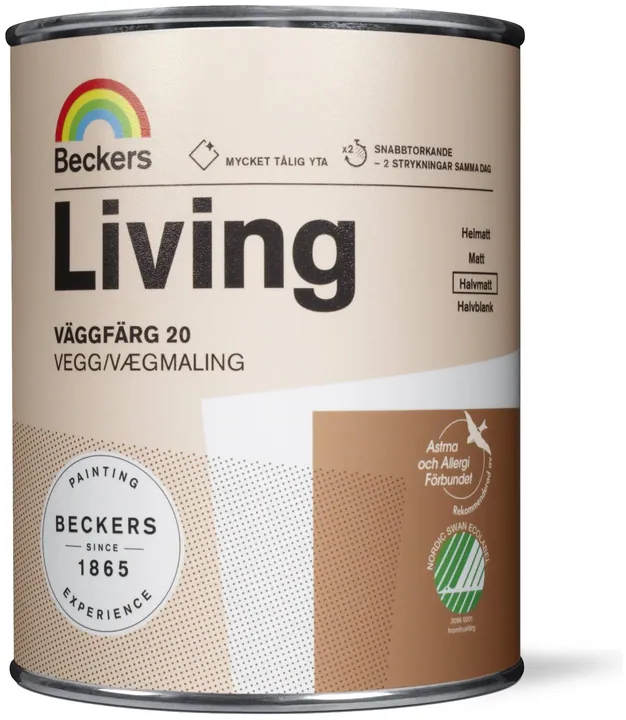 Beckers Living Vaggfarg 20 / Беккерс Ливинг Ваггфарг полуматовая краска для стен и потолков 0,9 л