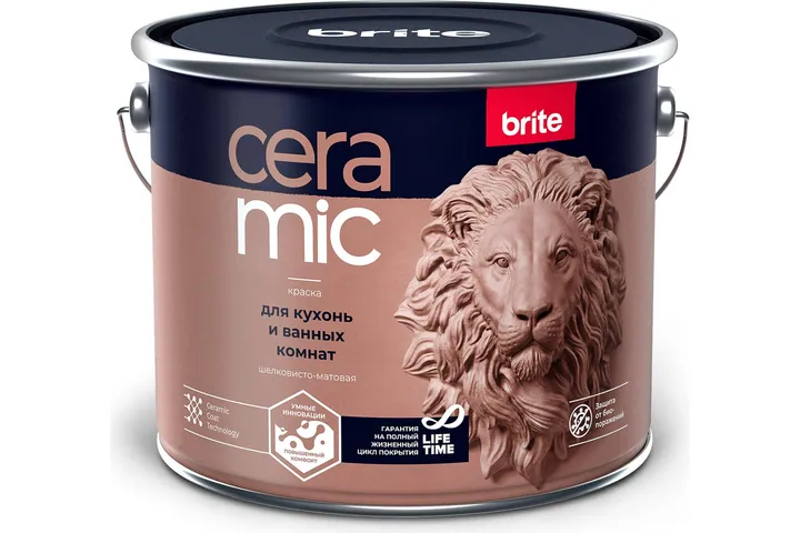 Brite Ceramic / Брайт Керамик краска для кухонь и ванных комнат шелковисто-матовая 2,7 л