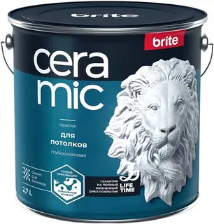Brite Ceramic / Брайт Керамик краска для потолков глубокоматовая 2,7 л