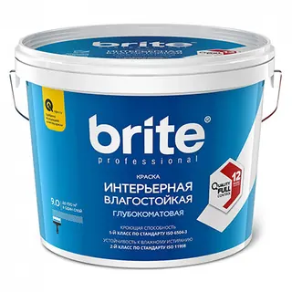 Brite Professional Ti Pure Quality / Брайт моющаяся влагостойкая краска для стен и потолков 9 л