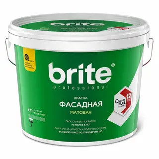 Brite Professional Ti Pure Quality / Брайт профессиональная краска для минеральных фасадов 9 л