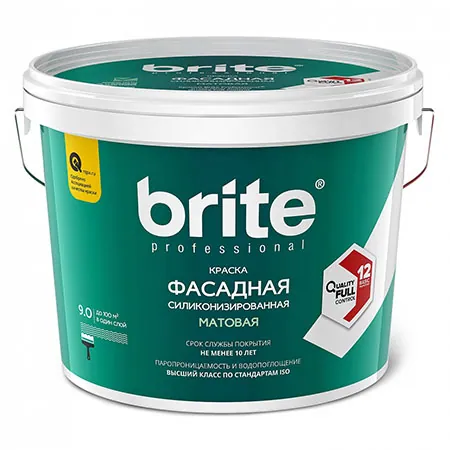 Brite Professional Ti Pure Quality / Брайт профессиональная силиконизированная фасадная краска 9 л