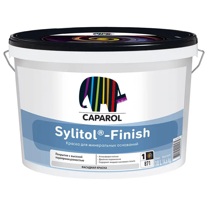 Caparol Sylitol Finish / Капарол Солитол Финиш краска силикатная фасадная 10 л