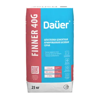 Цементная армированная базовая шпатлевка Dauer Finner 40G серая, 25 кг