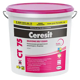 Ceresit CT 75 / Церезит Декоративная штукатурка короед силиконовая 25 кг