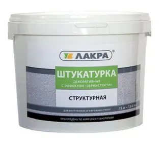 Декоративная структурная штукатурка с эффектом зернистости Лакра белая, 15 кг, 3 мм