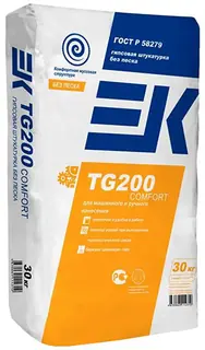 ЕК TG200 COMFORT гипсовая штукатурка на минеральном наполнителе, 30 кг мешок ЕК Кемикал