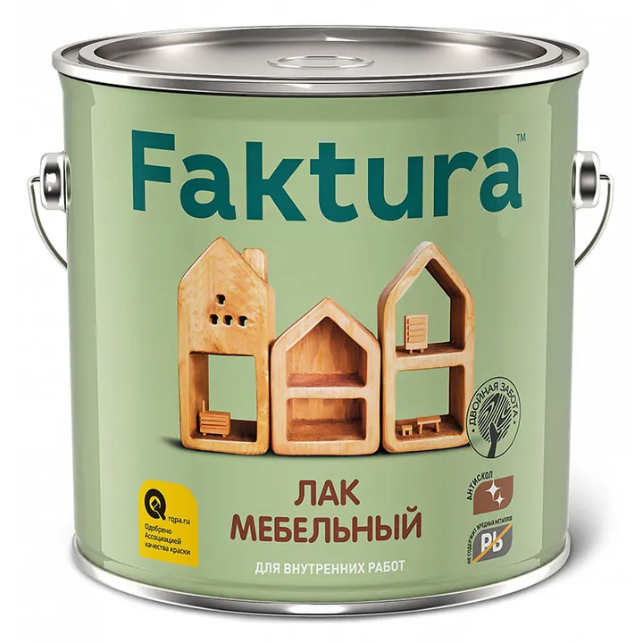 Faktura / Фактура высокоглянцевый алкидный мебельный лак для дерева и металла 2,7 л