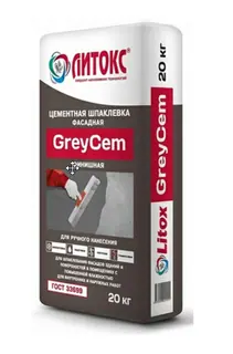 Финишная цементная шпаклевка Литокс GreyCem, 20 кг
