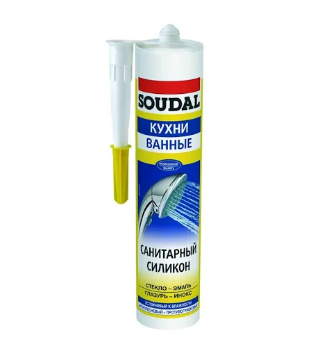 Герметик силиконовый бесцветный 300мл, санитарный "SOUDAL" /105897