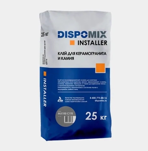 Клей для керамогранита и камня Installer MX100 C1TE, 25 кг, Dispomix