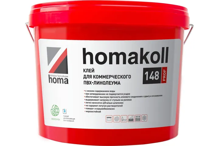 Клей для коммерческого ПВХ-линолеума Homakoll 148 PROF 28 кг, водно-дисперсионный 4680136700614