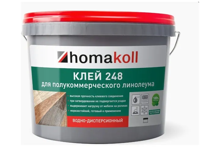 Клей для полукоммерческого линолеума Homakoll 248 4 кг, водно-дисперсионный 4680136700416