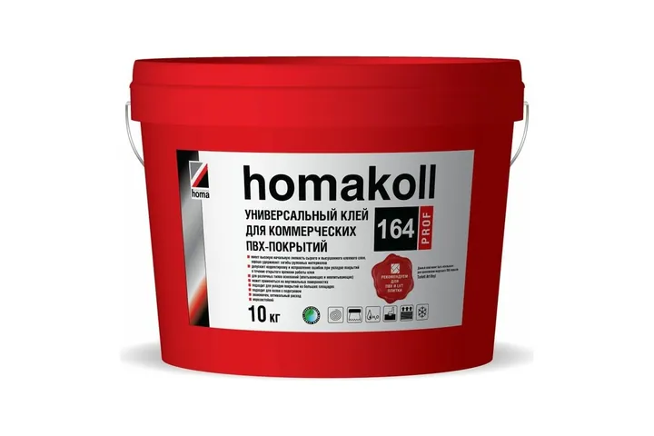 Клей Homakoll 164 Prof, для коммер. линолеума, 300-350 г/м2, 10 кг 54676