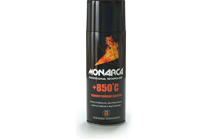 Краска аэрозольная термостойкая MONARCA +850 (520 мл, 270 г., черный) 21400