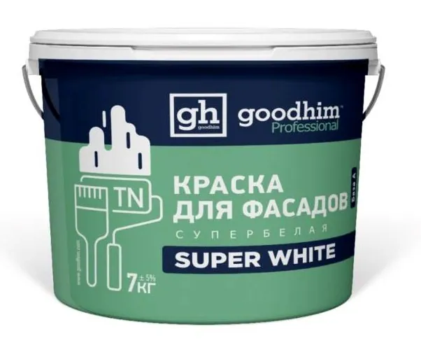 Краска акриловая для фасада супербелая GOODHIM TN (7 кг)