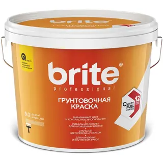 Краска BRITE PROFESSIONAL грунтовочная белая, ведро 9 л.