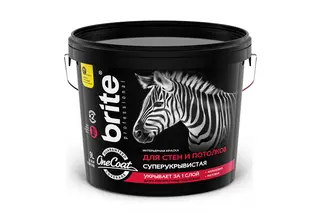 Краска BRITE PROFESSIONAL интерьерная влагостойкая белая глубокоматовая база А, ведро 2,7 л