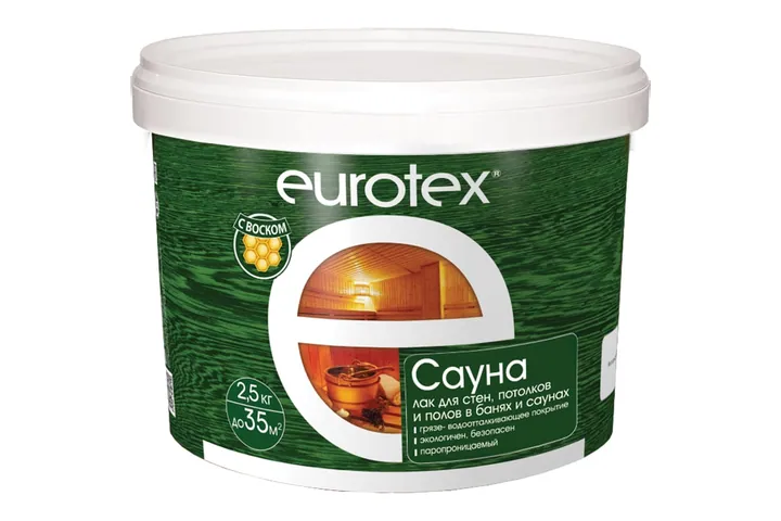 Лак для бань и саун EUROTEX шелковисто-матовый, 2.5 кг 13235