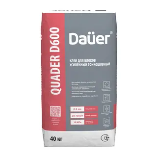 Монтажный тонкошовный клей для ячеистых блоков Dauer Block D600 40 кг