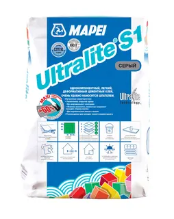 Облегченный клей на цементной основе Ultralite S1 серый