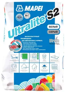 Облегченный клей на цементной основе Ultralite S2 серый