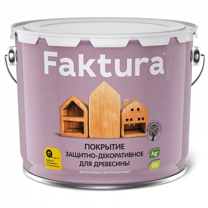 Покрытие FAKTURA защитно-декоративное для древесины беленый дуб, ведро 9 л