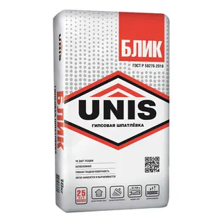 Шпаклевка гипсовая Unis Блик финишная белая 18 кг