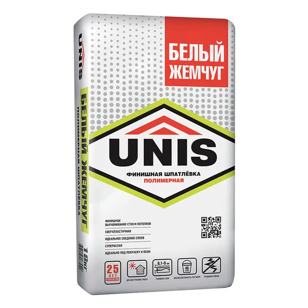 Шпаклевка полимерная Unis финишная белый жемчуг 18 кг