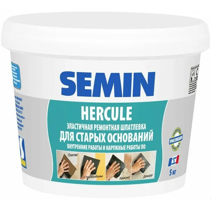 Шпаклевка ремонтно-реставрационная, влагостойкая, HERCULE / ГЕРКУЛЕС Semin, 5кг