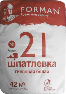 Шпатлёвка гипсовая FORMAN 21 финишная белая 25 кг