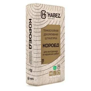 Штукатурка декоративная Habez-Gips "КОРОЕД", 2,5 мм, 25 кг, серая