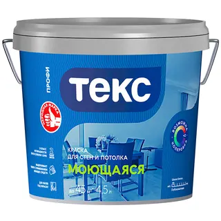 Текс Профи моющаяся супербелая краска для стен и потолков 4,5 л