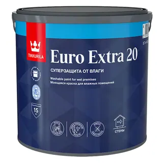 Tikkurila Euro Extra 20 / Тиккурила Евро Экстра 20 полуматовая краска для влажных помещений 2,7 л