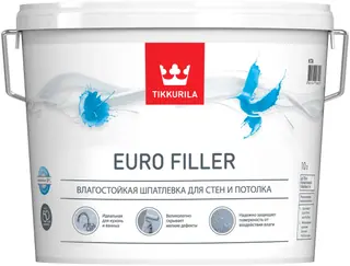 Tikkurila Euro Filler / Тиккурила Евро Филлер шпатлевка влагостойкая для стен и потолков 10 л