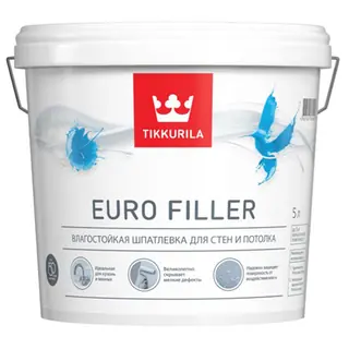 Tikkurila Euro Filler / Тиккурила Евро Филлер шпатлевка влагостойкая для стен и потолков 5 л