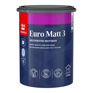 Tikkurila Euro Matt 3 / Тиккурила Евро Мат 3 краска глубокоматовая латексная 0,9 л