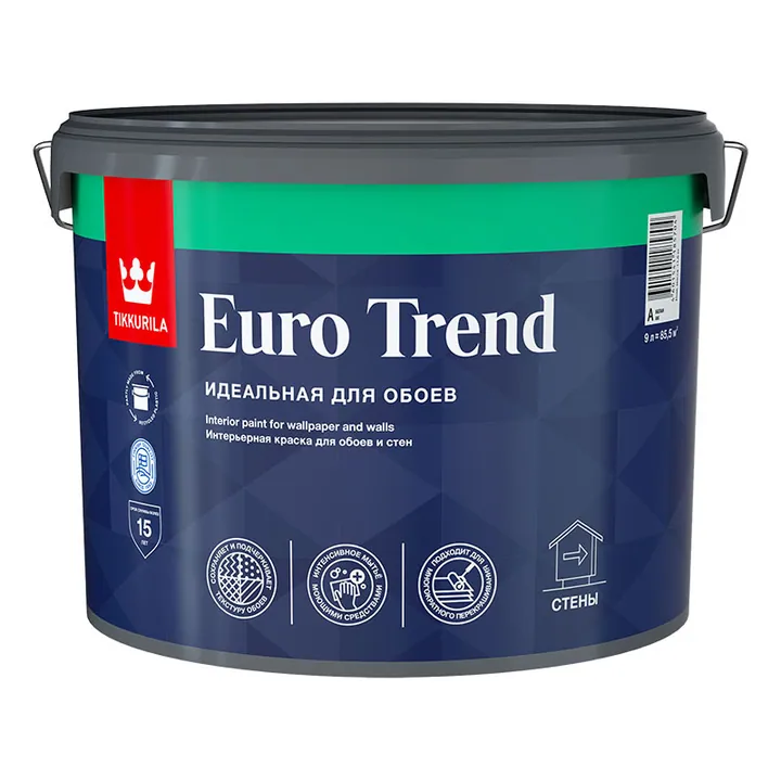 Tikkurila Euro Trend / Тиккурила Евро Тренд идеальная краска для обоев и стен 9 л