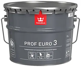 Tikkurila Prof Euro 3 / Тиккурила Проф Евро суперукрывистая моющаяся интерьерная краска 9 л