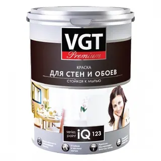 VGT PREMIUM IQ 123 / ВГТ краска стойкая к мытью для стен и потолков 9 л