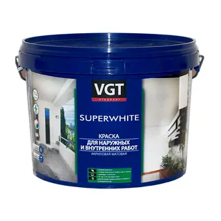 VGT SUPERWHITE / ВГТ ВД-АК-1180 краска для наружных и внутренних работ 3 кг