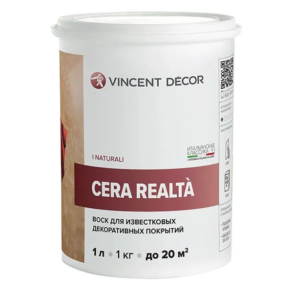 Vincent Decor Cera Realta / Винсент Декор Чера Реальта глянцевый воск для декоративных покрытий 1 л
