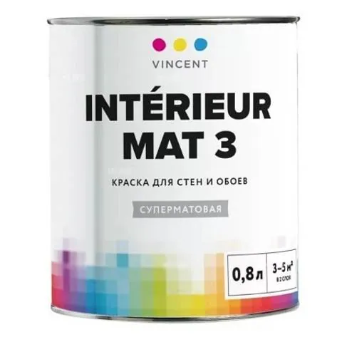 Vincent Intérieur Mat 3 / Винсент Интериор Мат 3 матовая краска для стен и потолков 0,8 л