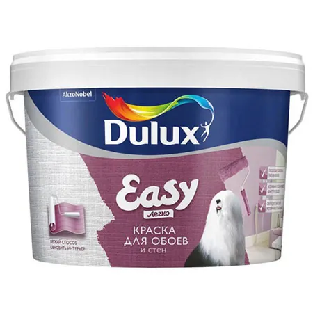 Водно-дисперсионная краска для стен и обоев матовая Dulux Easy| Дюлакс Изи 10 л