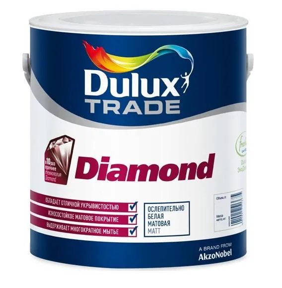 Водно-дисперсионная краска для стен и потолков матовая Dulux Trade Diamond Matt| Дюлакс Даймонд Мат 0,9 л